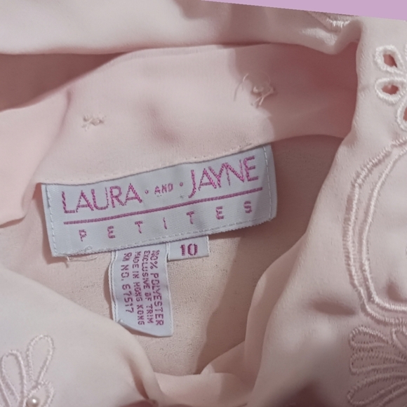 Laura & Jayne Petites Womens Blouse Size 10 Light Pink Embroidered & pink beaded - Picture 6 of 10